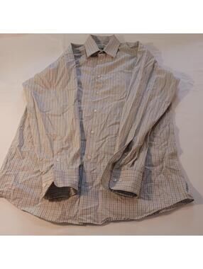 Calvin Klein Regular Fit Long Sleeves Button Men's Gray Shirt Size 15 1/2"